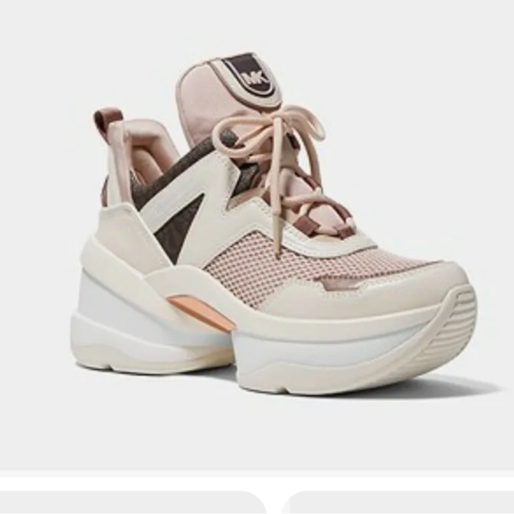 Michael Kors  Olympia Trainer Tech Canvas/ leather Net Mesh Sneakers 6,5